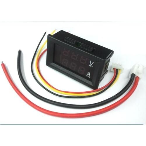 1pc 0.28'' DC 100V 50A Voltmeter Ammeter Red + Red LED Amp Volt Current Meter Tester Dual Digital Volt Meter Gauge TOP Quality