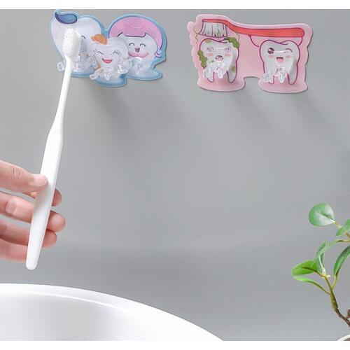 2/3 Position Toothbrush Holder Toothbrush Rack Cute Cartoon Sucker Toothbrush Holder Suction Toothbrush Hooks Bathroom Products