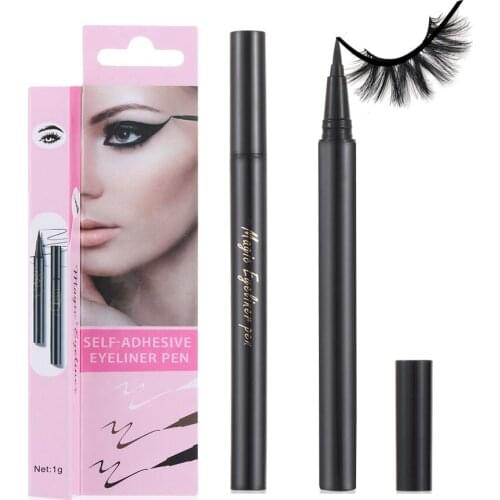 2 in 1 Self-adhesive Eyeliner Magic Lash Glue Eyeliner Pen Non Magnetic Lashes Glue Long -lasting Fast Dry Waterproof Eye Makeup