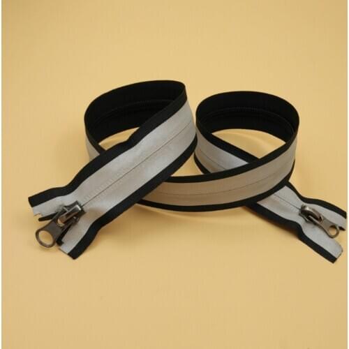 5# High Quality Reflective Nylon Open End Zipper 65cm 4Pcs Double Sliders DIY Clothes Outdoor Sports Riding Garment Accessories