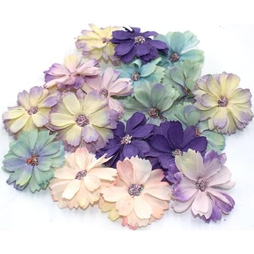 50 pieces of 4.5cm mini rayon daisy rose head wedding banquet home decoration DIY accessories fake flower crafts
