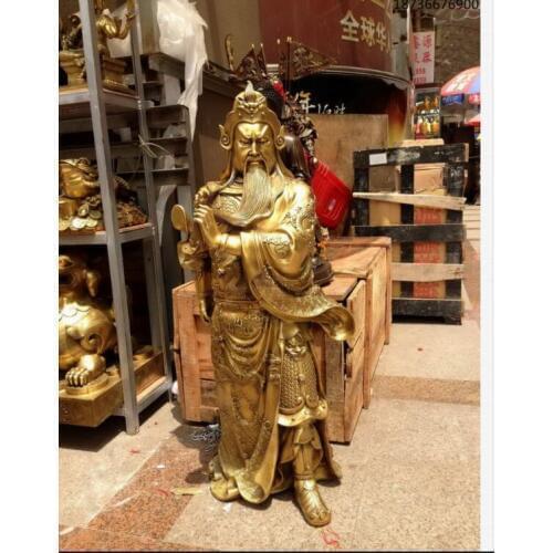 94CM Large huge - Company business TOP efficacious Protection- The God of wealth GUAN GONG Guandi FENG SHUI gold copper statue