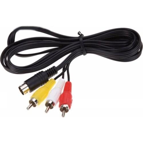Audio Video AV Cable 1.8m/6ft 9Pin A/V 3RCA Connection Cord Wire Nickel Plated Plug Compatible with Sega Genesis 2 3