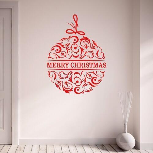 Bauble Merry Christmas Decoration Bedroom Hallway Kitchen Window Decal Removable Vinyl Art Wall Sticker Autocollant Mural B111