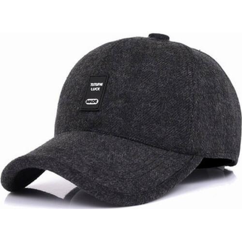 Man Autumn Visor Cold Winter Keep Warm Baseball Cap Thick Winter Male Visor Adjustable Ear Protection Cap