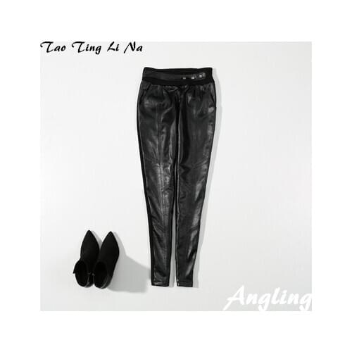 Top brand New 2020 Women Fashion Genuine Real Sheep Leather Pants C11 high quality