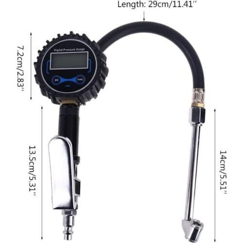 Digital Tire Inflator Pressure Gauge with Dual Head Air Chuck for Air Compressor