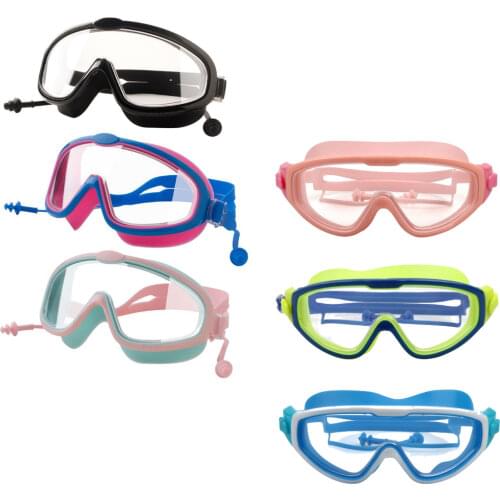 Kids Swimming Goggles with Earplugs Adjustable Waterproof Eyewear Anti-Fog Gear Underwater Swimming Glasses for Boys Girls Divin