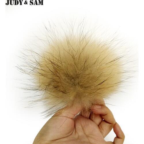 2PCS/LOT Real Raccoon Soft Ball 10-11CM Fur Pom poms for Children Beanie Hats Raccoon Pompon Key Chain DIY