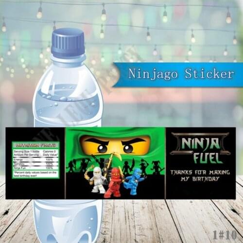 24PCS/lot new style Lloyd Ninja Water Bottle Labels baby shower Birthday party supplies Green Ninja Sticker