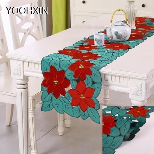 Europe hollow art flower Embroidery bed Table Runner flag cloth cover Lace tablecloth Christmas wedding kitchen party decor