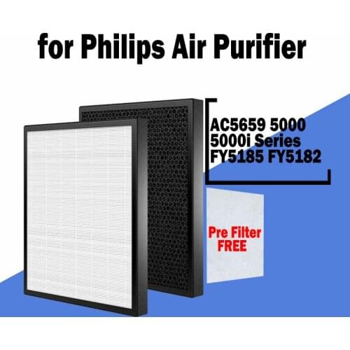 FY5185/30 FY5182/30 Hepa Activated Carbon Filter Replacement for Philips Air Purifier AC5659 5000 and 5000i Series