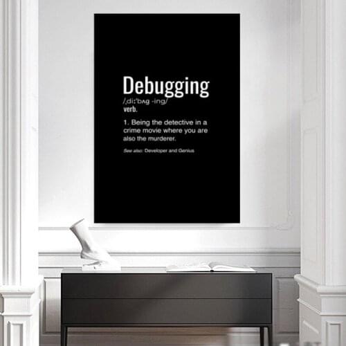 Debugging Definition T shirt Programmers Coding Gift Tee Canvas Painting Cuadros Wall Art Picture for Living Room Decoration