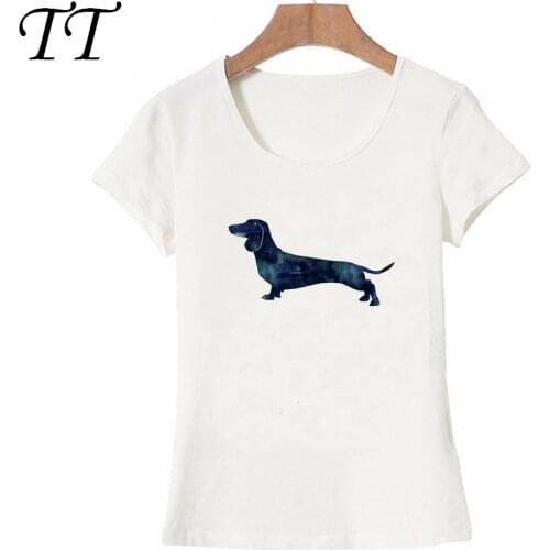 Cute dachshund tattoo Printed T-Shirt Summer Fashion Women T Shirt Harajuku dog design Tops hipster lady Tee