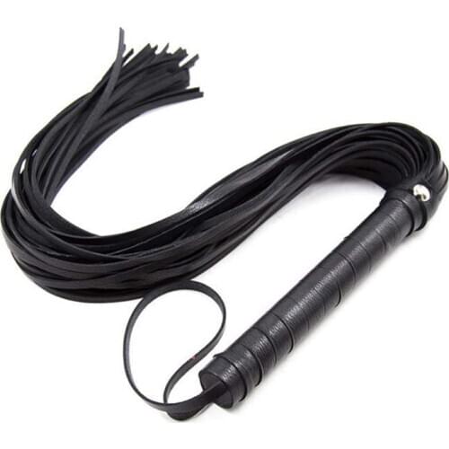 PU Leather Pimp Whip Racing Riding Crop Party Flogger Hand Cuffs Queen Black Horse Riding Whip