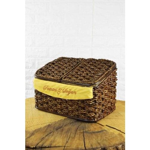 Onion Potato and Garlic Storage Container Straw Box Bamboo Straw Basket Organizer Big Food Container For Kitchen Storing Onion