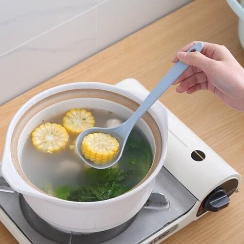 Wheat Straw Long Handle Round Environmental Spoons for Soup Cooking Mixing Stir