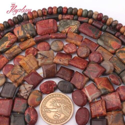 Oval Square Rectangle Multicolor Picasso Jaspers Natural Stone Loose Beads For DIY Women Necklace Bracelet Jewelry Making 15"