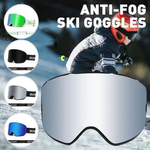 Ski Goggles Double Layers Anti-Fog Lens Winter Snow OTG Goggles Adjustable Band for Men and Women Mountaineering Ski Equipment