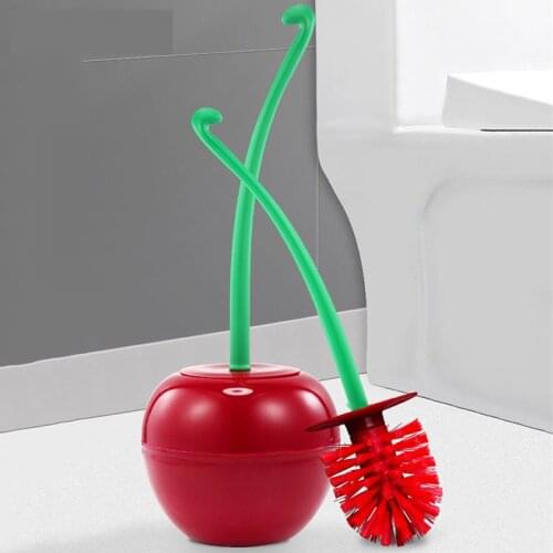 Cute Cherry Shape WC Toilet Brush with Holder Floor-Standing Cleaning Brush For Bathroom Lavatory Long Handle Toilet Bowl Brush