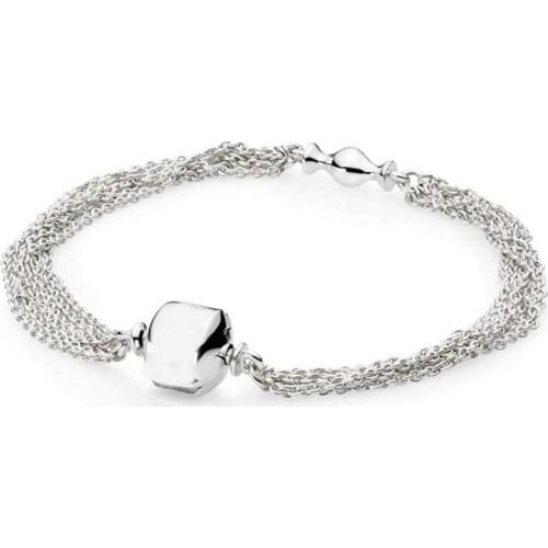 Multi-Strand One Clip Station Bracelet 100% 925 Sterling Silver Diseny Bracelet Fit Original European Charms Diy Jewelry