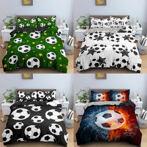 Fashion Football 3D Print Soccer Bedding Set Quilt Cover With Pillow Case Children Kids Comforter Set For Boys/Teens Duvet Cover