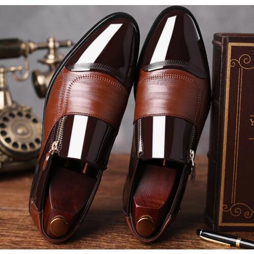 Mazefeng Classic Business Mens Dress Shoes Fashion Elegant Formal Wedding Shoes Men Slip On Office Oxford Shoes For Men Black