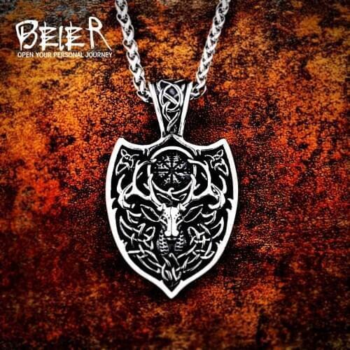 Beier Stainless Steel Punk deer Pendant Chain Necklace men Jewelry LLBP8-231P