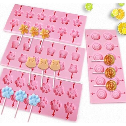 12 Capacity Silicone Lollipop Baking Mold Set Sucker Moulds and Chocolate Hard Candy Mold
