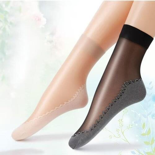 5 Pairs/Lot Cotton Bottom Transparent Socks For Women Set Spring Summer Non-Slip Wear-Resistant Thin Designer Invisible Socks