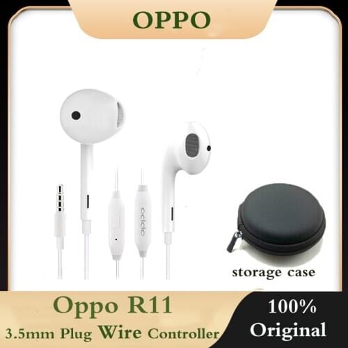OPPO R11 3.5mm plug line controller earphone with storage box for OPPO R15, OPPO Find X F7 F9 OPPO R17
