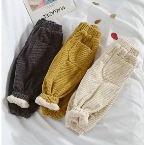 2021 Autumn And Winter Clothing Childrens Corduroy Pants Winter Baby Warm Pants Fashion Loose Casual Bloomers
