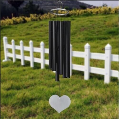 Personalized Black Large Wind Chimes Outdoor Yard Garden Home Decor Ornament Wind Chimes With Heart pendant 33 inches tall JSYS