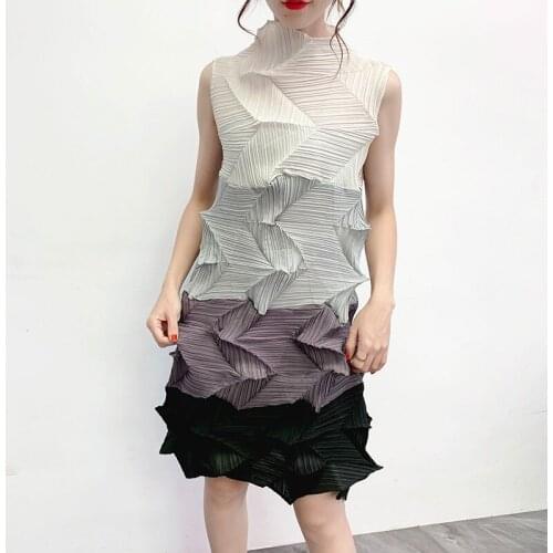 Miyake Fold and Pleated Dress Autumn and Winter New Pleated Bottom Dresses Noble Temperament
