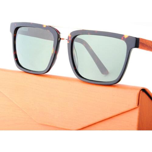 New Product Men Women Wooden Bamboo Polarized Sunglasses Wood Metal PC Splice Frame