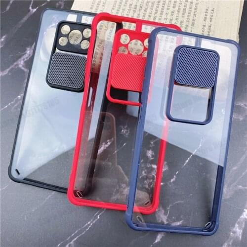 Clear Transparent Acrylic Shockproof Case For POCO X3 NFC F3 M3 Slide Camera Lens Protection Case For Xiaomi 11 10T Lite 11X Pro
