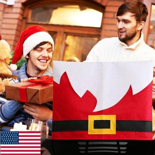 Christmas Chair Cover Slipcover Party Decoration Table Red Hat Dinner Chair Cover Clause Xmas Party Seat Chair Case Home Decor