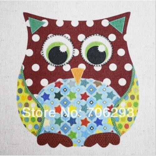 Hand dyed Cotton Linen Printed Quilt Fabric For DIY Sewing Patchwork Home Textile Decor 30x30cm Cute Owl