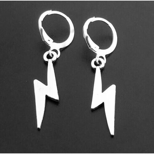Korea Personality Lightning Pendant Stud Earrings Punk Style Earring for Women Men Fashion Jewelry