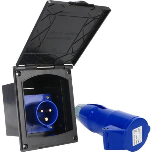 Main Inlet Socket Waterproof Plug Socket With Cover External Flush Hook Up 220V-240V 16A For RV Camper Marine Motorhome