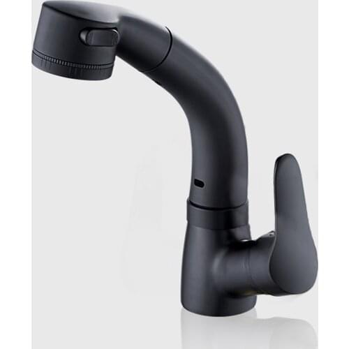 SIANCO Rotatable Pull Out Sprayer Hoisted Chrome Gold Black Brass Kitchen Faucet Single Hole Mixer Tap Deck Mounted Sink Faucet