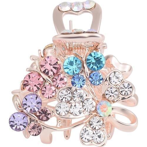 EASYA Hair Ornaments Claw Headwear Accessories Crystal Butterfly Flower Hair Claws Clip For Women Girls Crab Fahion Claw Hairpin