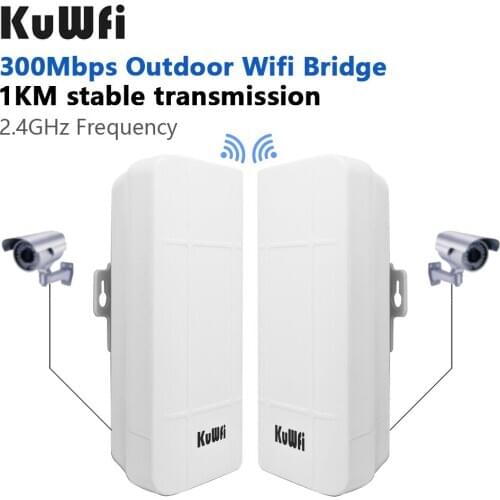 KuWFi Outdoor WiFi Router 300Mbps Wireless Bridge CPE/AP Router 1KM Range Extender Wifi Repeater for IP Camera with 24V PoE