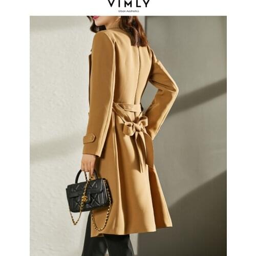 High-end camel waist windbreaker womens 2021 new spring and autumn middle long double row button lazy coat