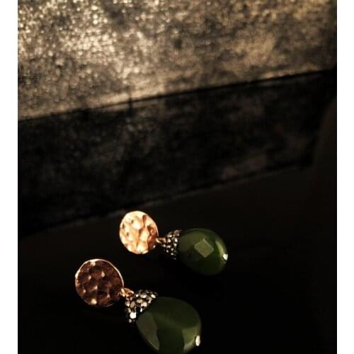 Dr Stone Natural Stone Women Ceyt Stone Rose Gold Plated Earrings RYL29 439800431