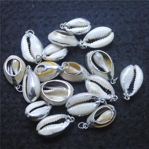 10PCS Natural Shell Pendants Silver Colors For Women Lovely Bracelets Making Tourism Buying Items Good Sells