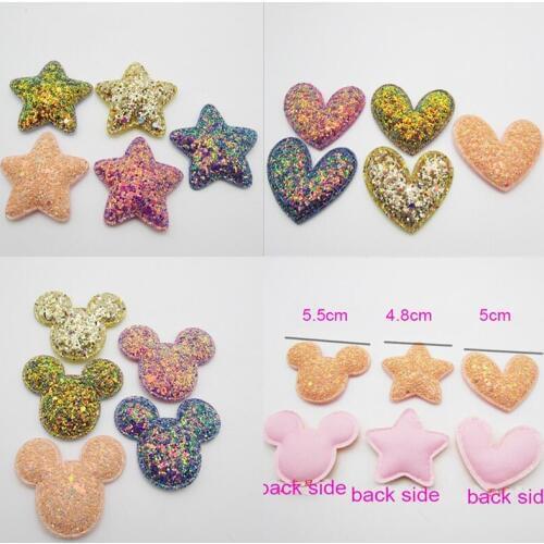 20pcs/lot Upscale Glitter Paillette Padded Cat Head Patches Appliques For Clothes Sewing Supplies DIY Craft Decoration