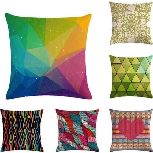 45x45cm Geometry Cushion Covers Cotton Linen PillowCover For Sofa Nordic Decorative Pillow Case Colorful Almofadas ZY461