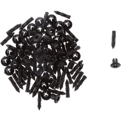 50pcs 6mm Hole Black Plastic Push In Type Rivets Fastener Pin Clips ATV for Yamaha Suzuki