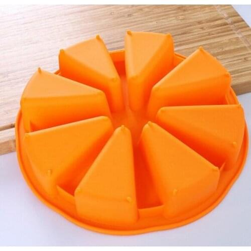 50pcs/lot, 1pc/8 Parts Round Scone Watermelon Triangles Silicone Cake Mold Pan